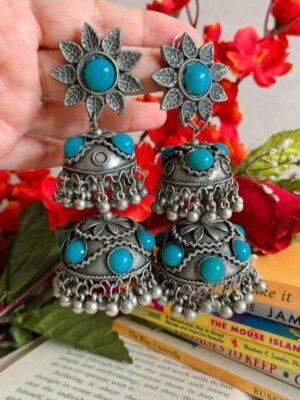 Turquoise Layered Jhumky 001