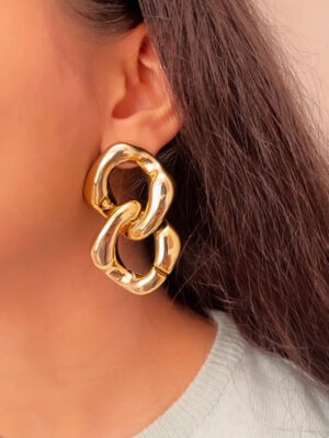 Twisted Double Loop Korean Earrings