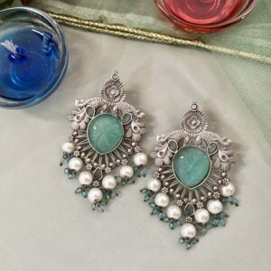 Zinnia_Captivating_Carving_Stones_Earrings(Sea green)_001
