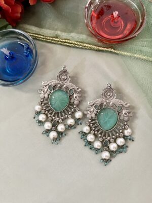 Zinnia_Captivating_Carving_Stones_Earrings(Sea green)_001