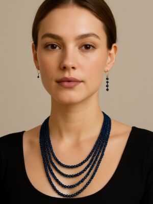 Dark Blue Crystal Pearl Necklace 002