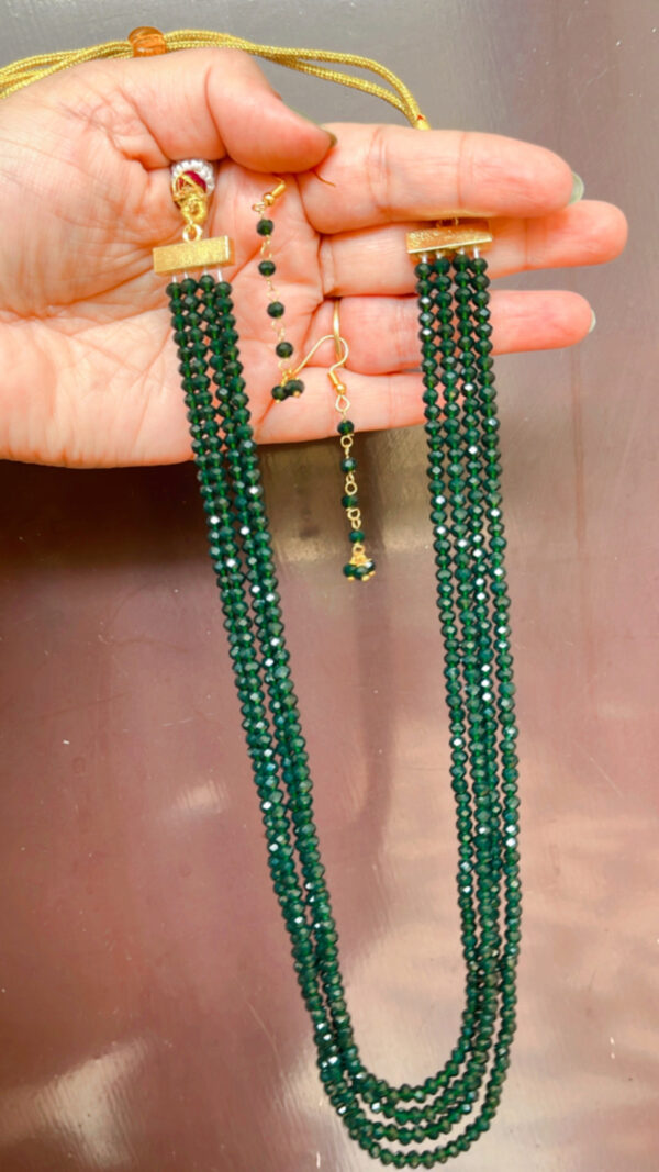 Dark green Crystal Pearl Necklace 001
