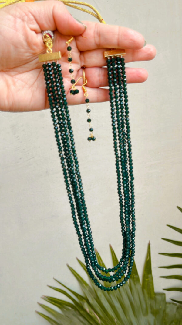Dark green Crystal Pearl Necklace 002