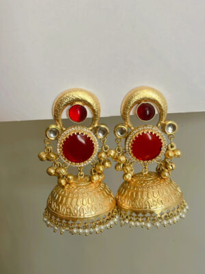 Gauri Lightweight Brass Jhumky Earrings (in Maroon) 001