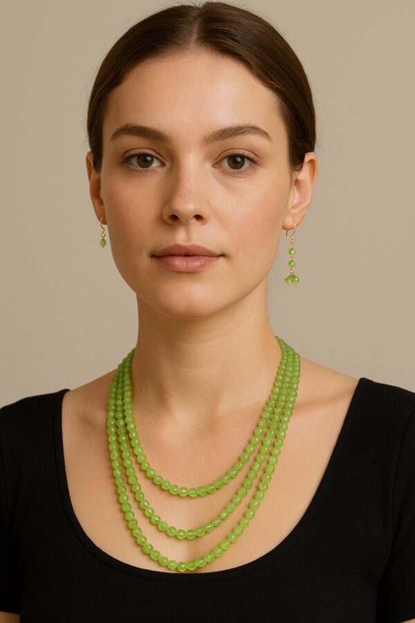 Light green Crystal Pearl Necklace 003