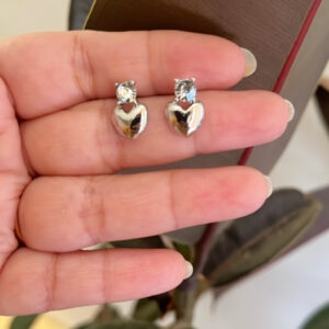 Silver Heartbeats Korean Earrings001