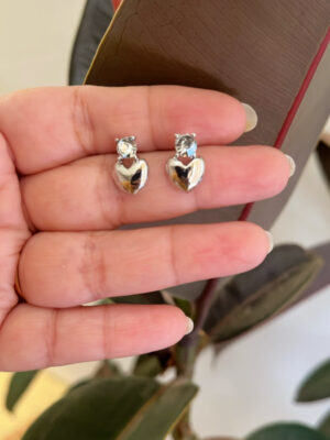 Silver Heartbeats Korean Earrings001