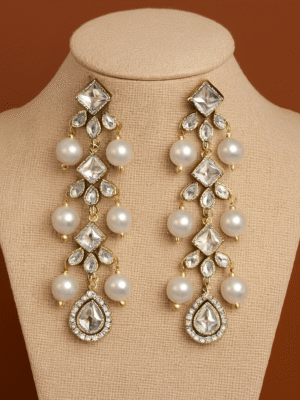 Pearl dusk Kundan drops Earrings
