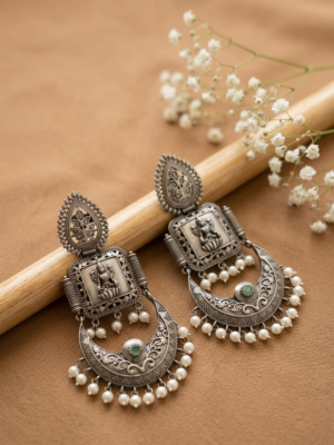 Chandbali Lakshmi Pearl Jhumkas 001