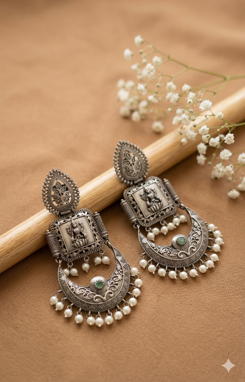Chandbali Lakshmi Pearl Jhumkas 001