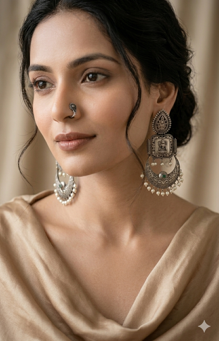Chandbali Lakshmi Pearl Jhumkas 002