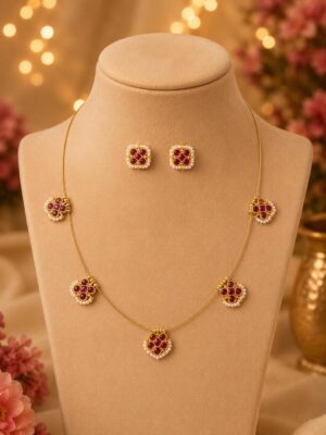 Crimson Petal Elegance Necklace Set 002
