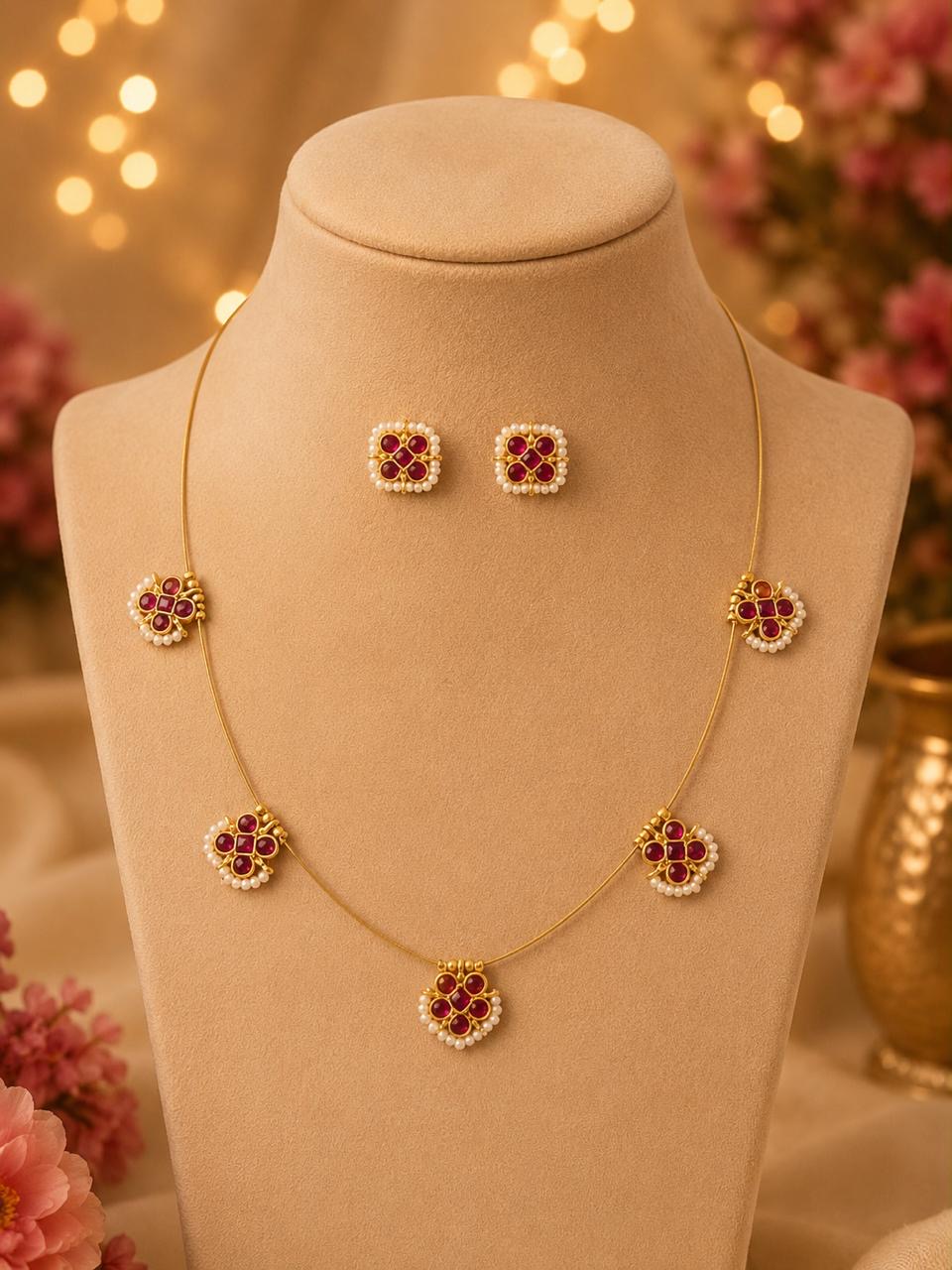 Crimson Petal Elegance Necklace Set 002